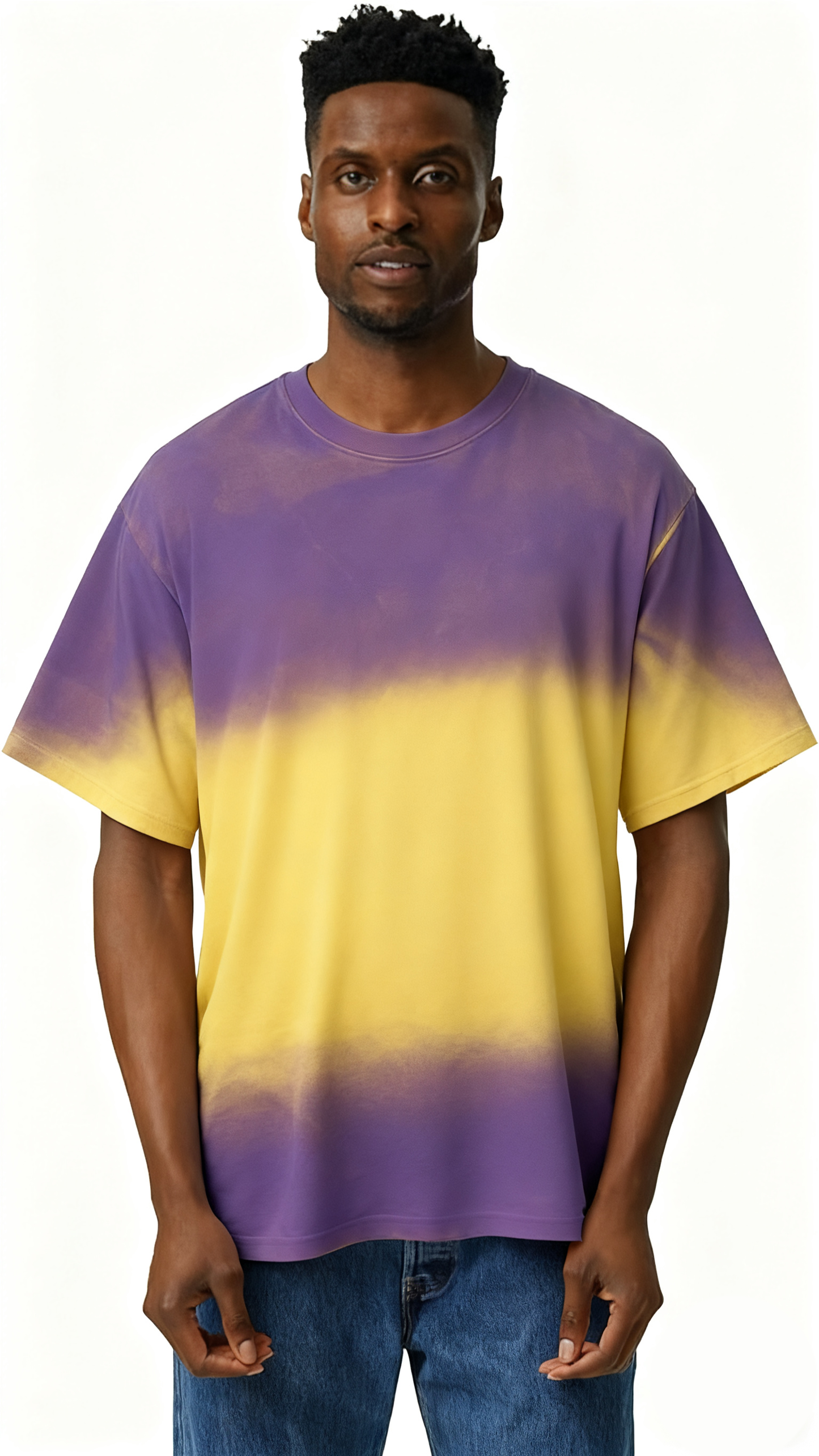 Mixed two-tone hand-painted T-shirt