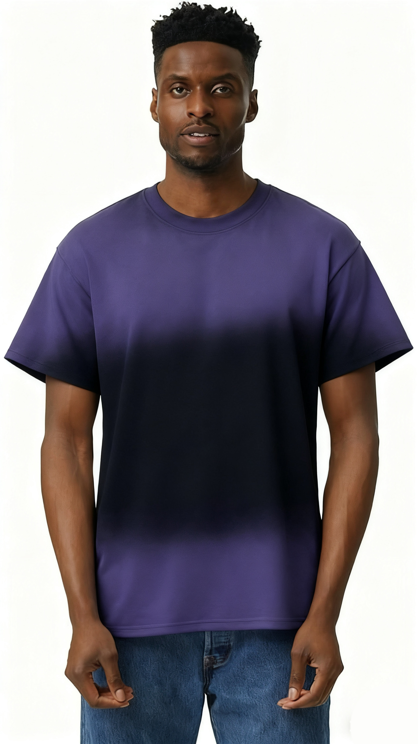 Mixed two-tone hand-painted T-shirt