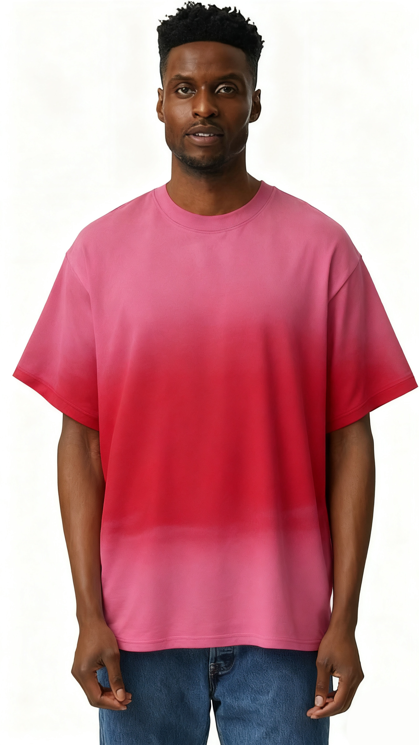 Mixed two-tone hand-painted T-shirt