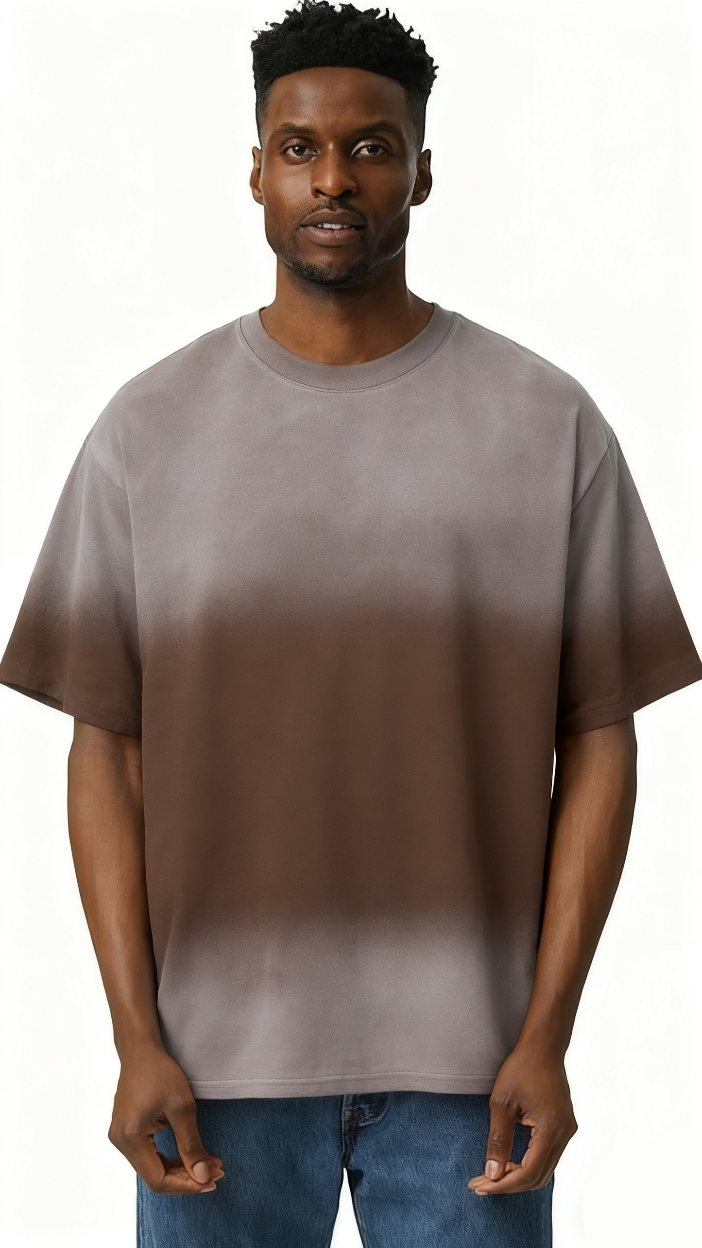 Mixed two-tone hand-painted T-shirt